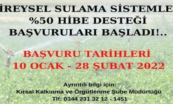 Bireysel Sulama Sistemleri Hibe Desteği Başvuruları Başladı