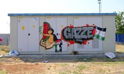 Onikişubat’ta Filistin temalı grafitilerle trafolar vicdan anıtına dönüştü