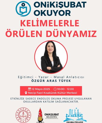 Onikişubat’ta ‘Kelimelerle Örülen Dünyamız’ Etkinliğinin Konuğu: Özgür Aras Tüfek