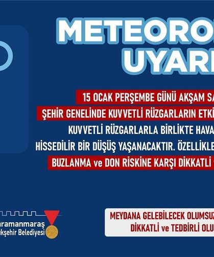 Rüzgâr ve Soğuk Hava Uyarısı; Buzlanma ve Don Riskine Dikkat!