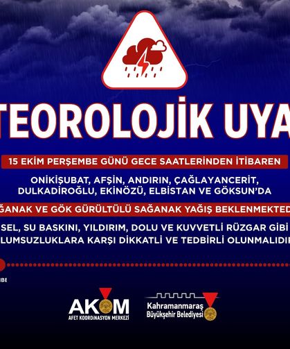 Büyükşehir’den 8 İlçede Kuvvetli Sağanak Uyarısı!