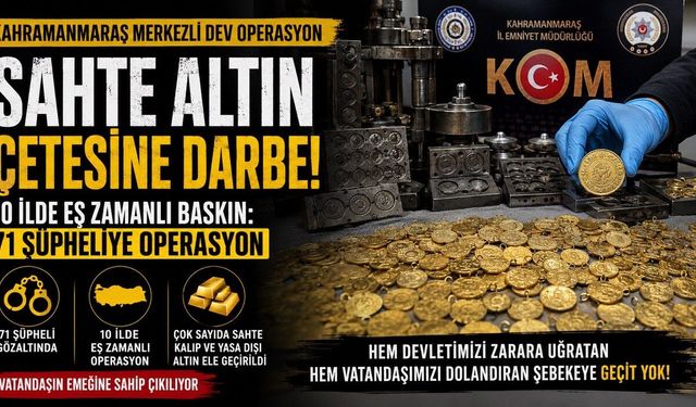 Kahramanmaraş merkezli sahte altın operasyonu: 10 ilde 71 şüpheliye eş zamanlı baskın