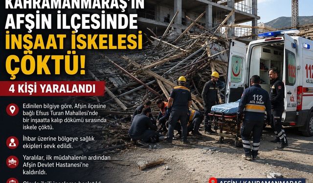Kahramanmaraş’ta İnşaat İskelesi Çöktü: 4 İşçi Yaralandı
