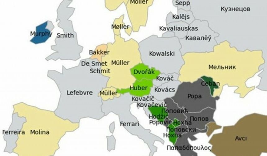 Türkiye ve Avrupa'da en çok kullanılan isim ve soyadlar