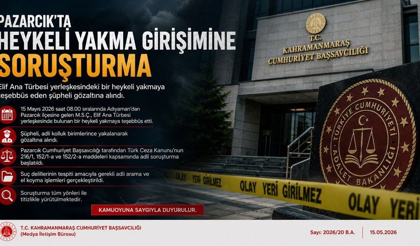 Pazarcık’ta Türbedeki Heykeli Yakma Girişimine Soruşturma