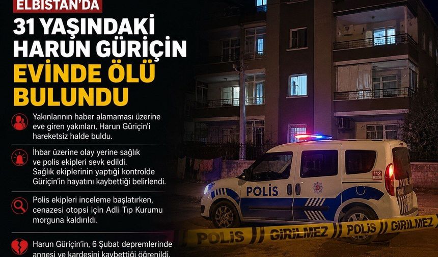 Elbistan’da 31 Yaşındaki Genç Evinde Ölü Bulundu