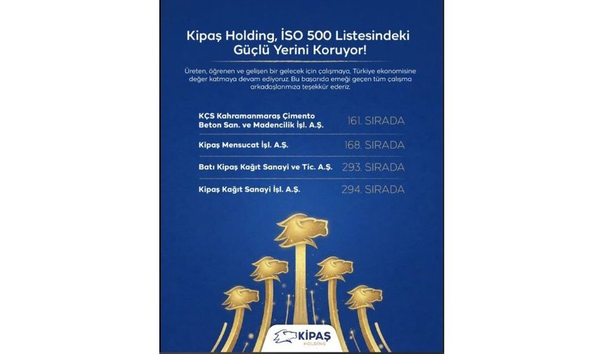 Kipaş Holding, İSO 500'de Dört Şirketiyle Güç Gösterisi Yaptı