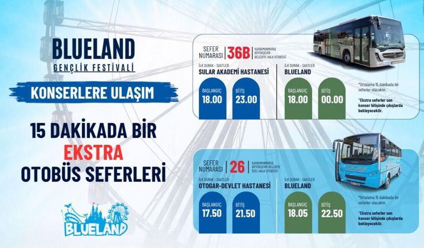 BLUELAND GENÇLİK FESTİVALİ İÇİN OTOBÜS SEFERLERİ ARTIRILDI